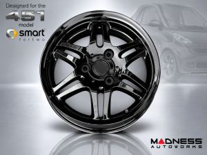 smart fortwo Custom Wheels - 451 Model - MB VI Replica - Single Wheel - 15x6" - Gloss Black