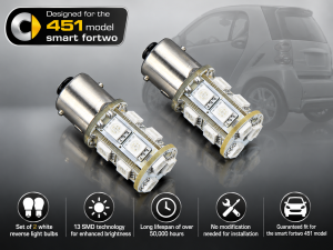  smart fortwo Reverse Light Bulbs - 451 model - Set of 2 - White - 13 SMDs