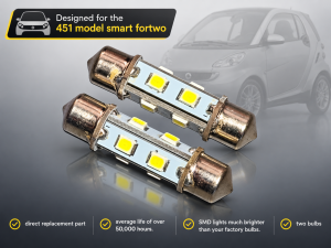 smart fortwo Dome Light Bulbs - 451 model - set of 2 - SMD - Best