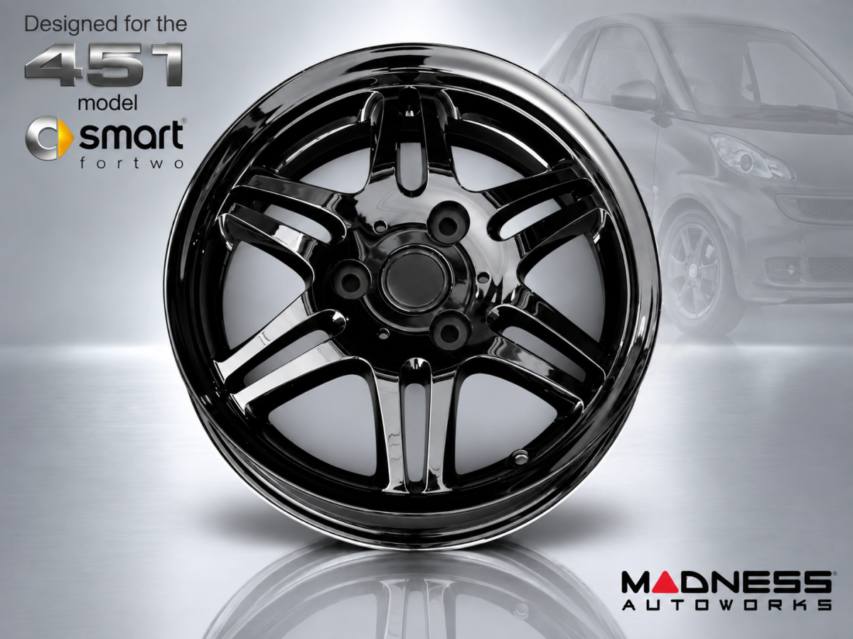 smart fortwo Custom Wheels - 451 Model - MB VI Replica - Single Wheel - 15x6" - Gloss Black