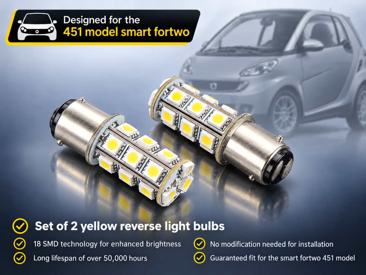 smart fortwo Reverse Light Bulbs - 451 model - Set of 2 - Yellow - 18 SMDs