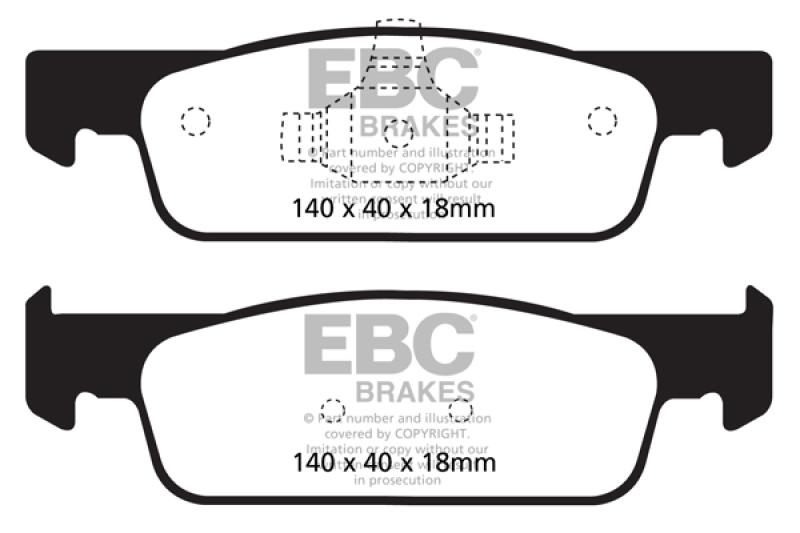 Smart Fortwo Brake Pads - Front - EBC - Ultimax2 - Black - `16-`17
