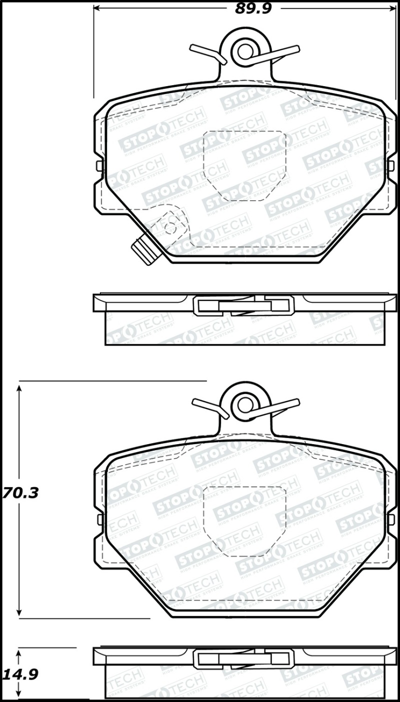 Smart Fortwo Brake Pads - Stoptech - Street Brake Pads - `05-`15