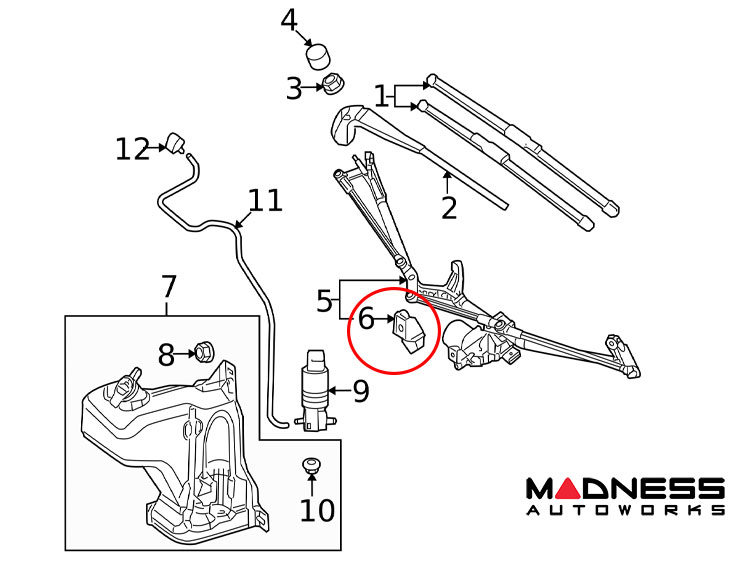 smart fortwo Wiper Motor & Linkage Bracket - 451 model