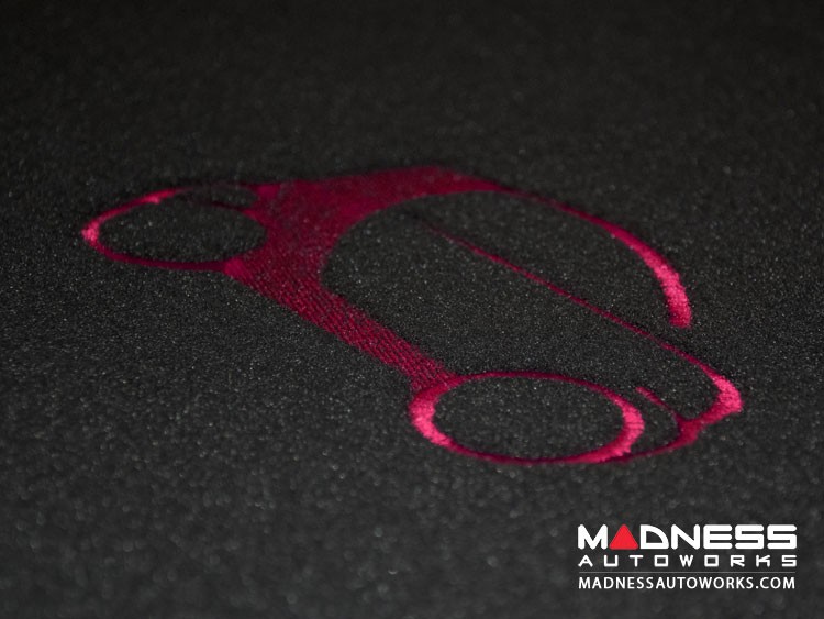 smart fortwo Custom Floor Mats + Cargo Area Mat - 453 model - LUXUS - Pink Binding w/ smart silhouette