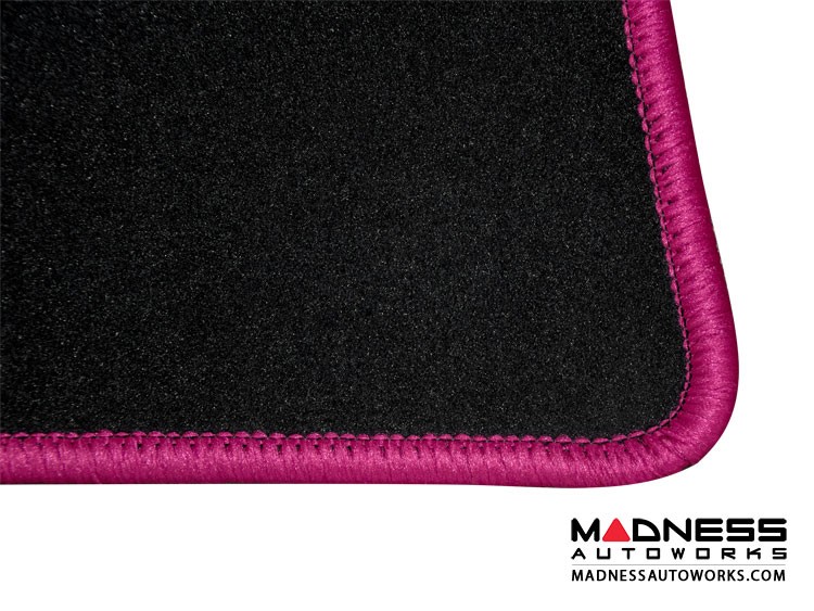 smart fortwo Custom Floor Mats + Cargo Area Mat - 453 model - LUXUS - Pink Binding w/ smart silhouette
