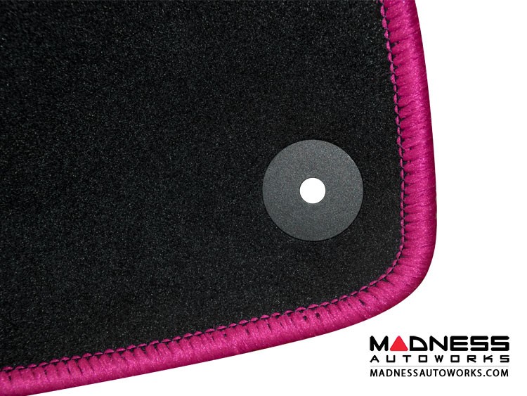 smart fortwo Custom Floor Mats + Cargo Area Mat - 453 model - LUXUS - Pink Binding w/ smart silhouette