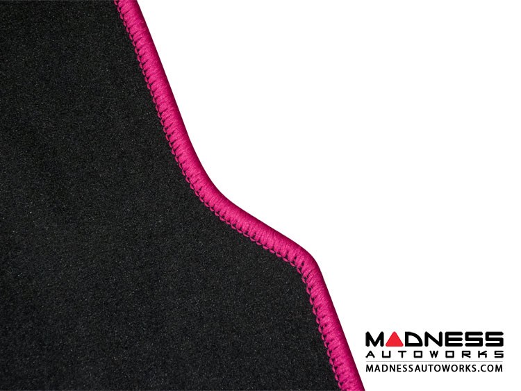 smart fortwo Custom Floor Mats + Cargo Area Mat - 453 model - LUXUS - Pink Binding w/ smart silhouette