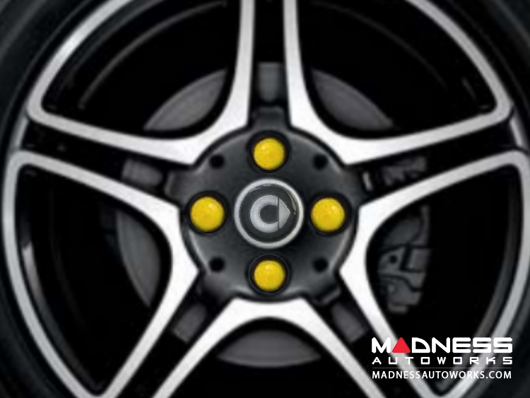 smart fortwo Wheel Bolt Covers - 453 model - Yellow - 17mm - Set of 16