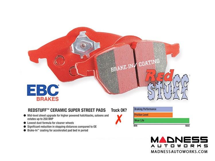 smart fortwo Brake Pads - 451 - EBC - RedStuff Ceramic High Performance 