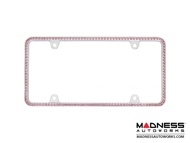 License Plate Frame - Chrome w/ Pink Crystals